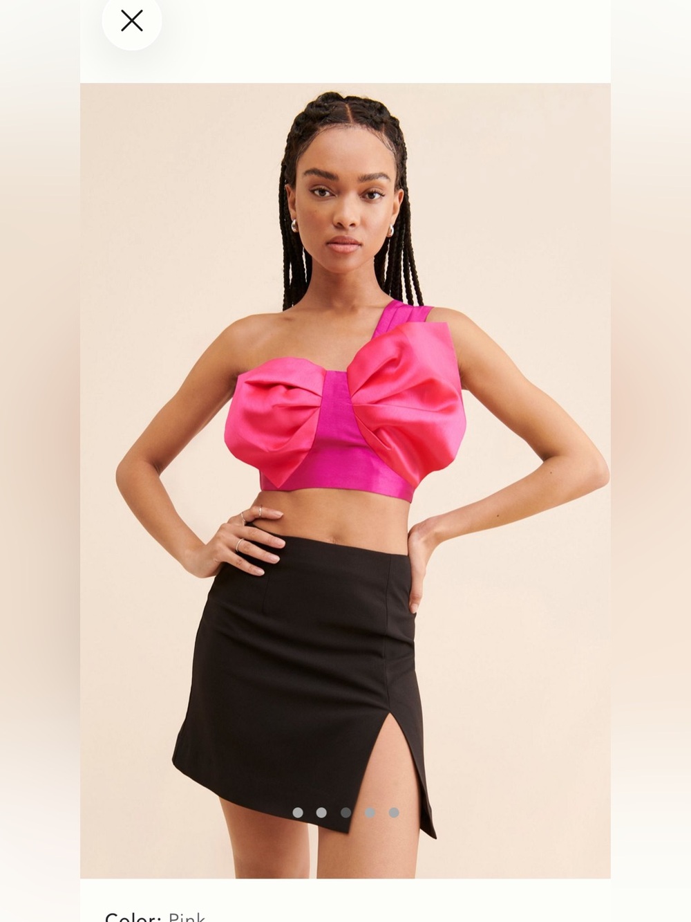 NWT retail $198 #freepeople Bold One-Shoulder Pink Bow Crop Top size small